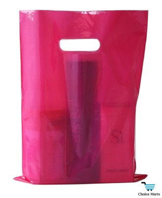Pink Purple Thick Glossy plastic Retail Merchandise Gift  Shopping  Bags with Die Cut Handles