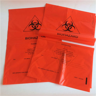 Red Yellow  HDPE Biohazard medical autoclave waste bags for hospital and laboratory